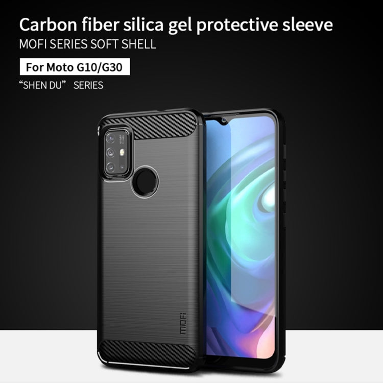 For Motorola Moto G10 / G30 MOFI Gentleness Series Brushed Texture Carbon Fiber Soft TPU Case(Red) - Motorola Cases by MOFI | Online Shopping South Africa | PMC TechLife | Buy Now Pay Later Mobicred