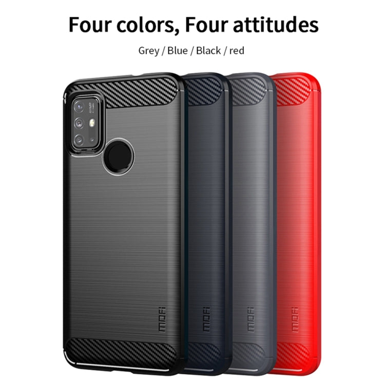 For Motorola Moto G10 / G30 MOFI Gentleness Series Brushed Texture Carbon Fiber Soft TPU Case(Red) - Motorola Cases by MOFI | Online Shopping South Africa | PMC TechLife | Buy Now Pay Later Mobicred