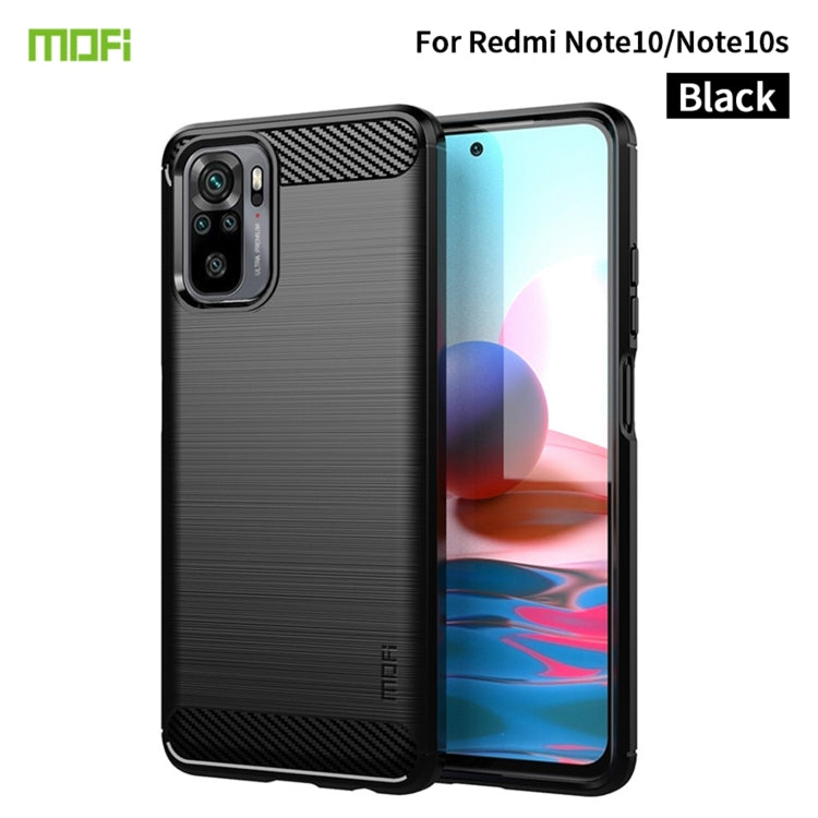 For Xiaomi Redmi Note 10 / Note 10S MOFI Gentleness Series Brushed Texture Carbon Fiber Soft TPU Case(Black) - Xiaomi Cases by MOFI | Online Shopping South Africa | PMC TechLife | Buy Now Pay Later Mobicred