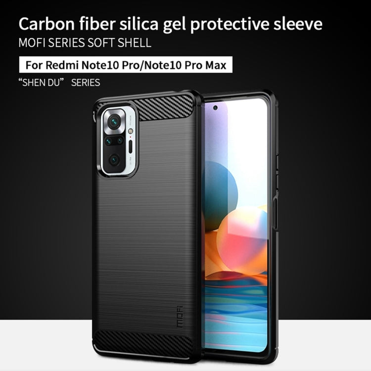 For Xiaomi Redmi Note 10 Pro / Note 10 Pro Max MOFI Gentleness Series Brushed Texture Carbon Fiber Soft TPU Case(Black) - Xiaomi Cases by MOFI | Online Shopping South Africa | PMC TechLife | Buy Now Pay Later Mobicred