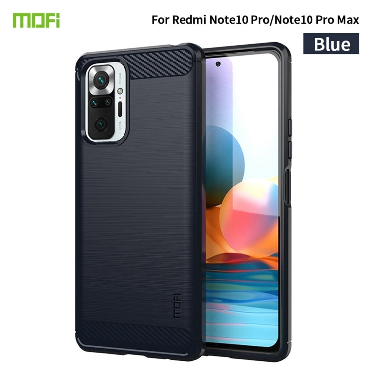 For Xiaomi Redmi Note 10 Pro / Note 10 Pro Max MOFI Gentleness Series Brushed Texture Carbon Fiber Soft TPU Case(Blue) - Xiaomi Cases by MOFI | Online Shopping South Africa | PMC TechLife | Buy Now Pay Later Mobicred