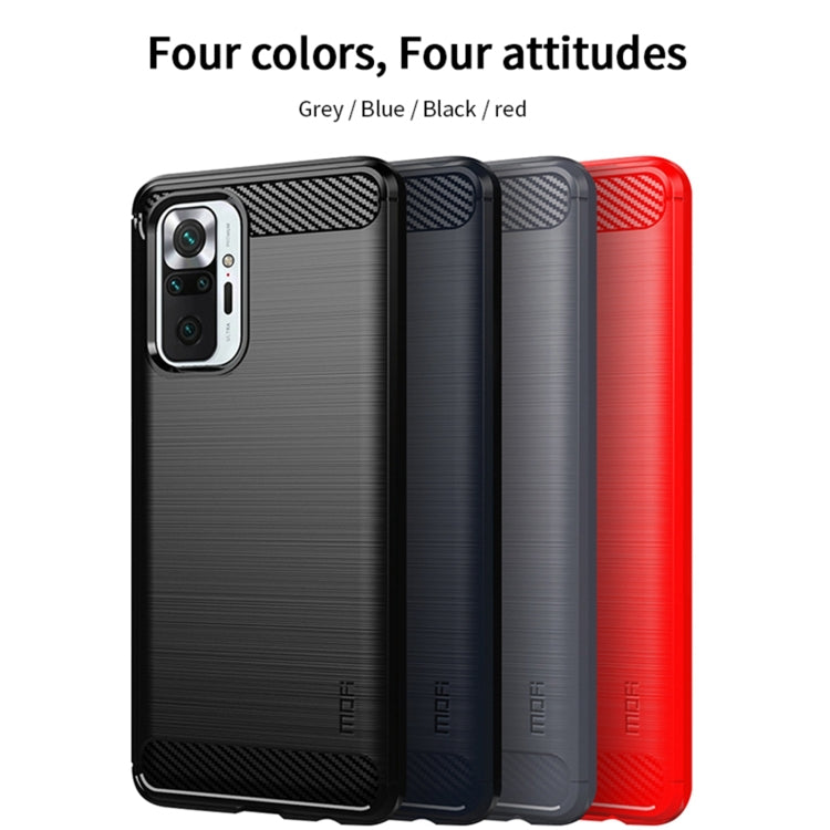 For Xiaomi Redmi Note 10 Pro / Note 10 Pro Max MOFI Gentleness Series Brushed Texture Carbon Fiber Soft TPU Case(Blue) - Xiaomi Cases by MOFI | Online Shopping South Africa | PMC TechLife | Buy Now Pay Later Mobicred