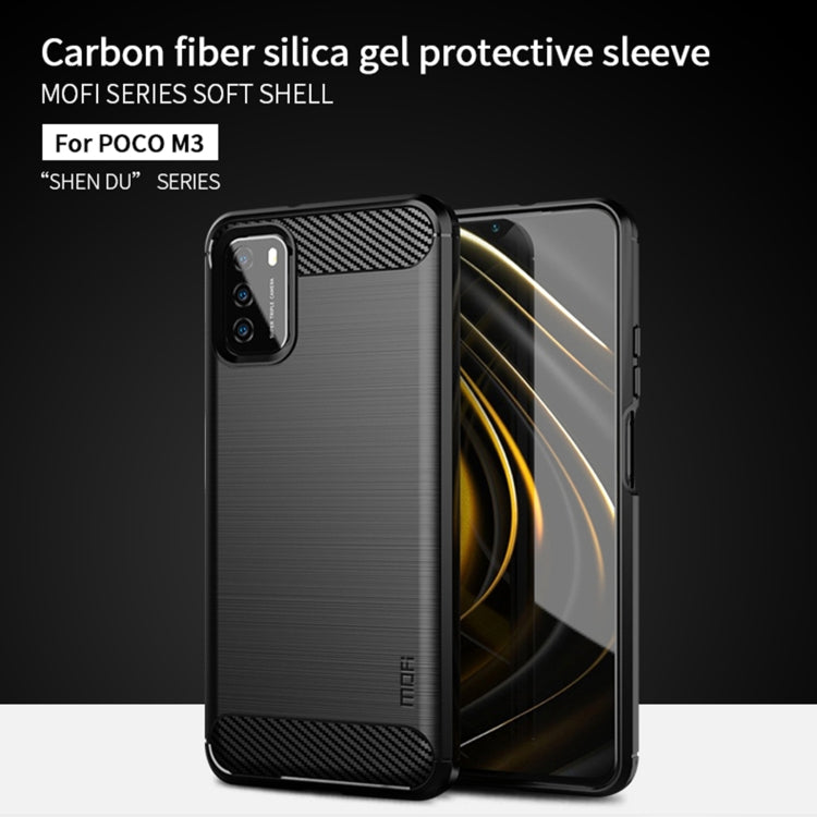 For Xiaomi Poco M3 / Redmi 9T MOFI Gentleness Series Brushed Texture Carbon Fiber Soft TPU Case(Black) - Xiaomi Cases by MOFI | Online Shopping South Africa | PMC TechLife | Buy Now Pay Later Mobicred