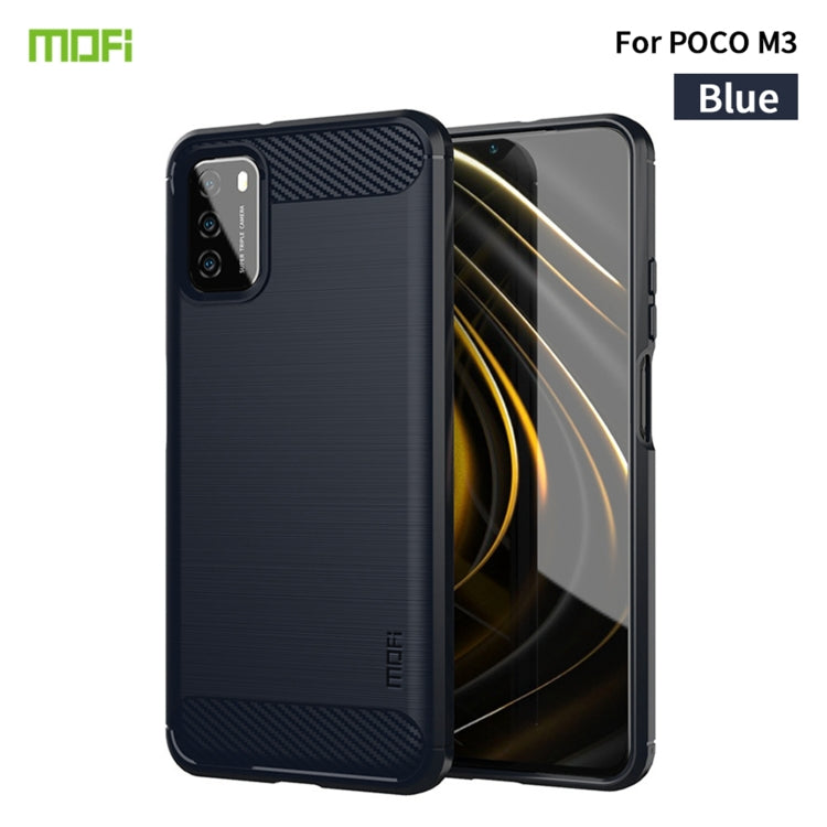 For Xiaomi Poco M3 / Redmi 9T MOFI Gentleness Series Brushed Texture Carbon Fiber Soft TPU Case(Blue) - free shipping - PMC TechLife - Order now!