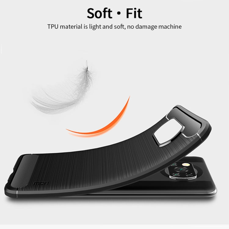 For Xiaomi POCO X3 / X3 NFC MOFI Gentleness Series Brushed Texture Carbon Fiber Soft TPU Case(Blue) - Xiaomi Cases by MOFI | Online Shopping South Africa | PMC TechLife | Buy Now Pay Later Mobicred