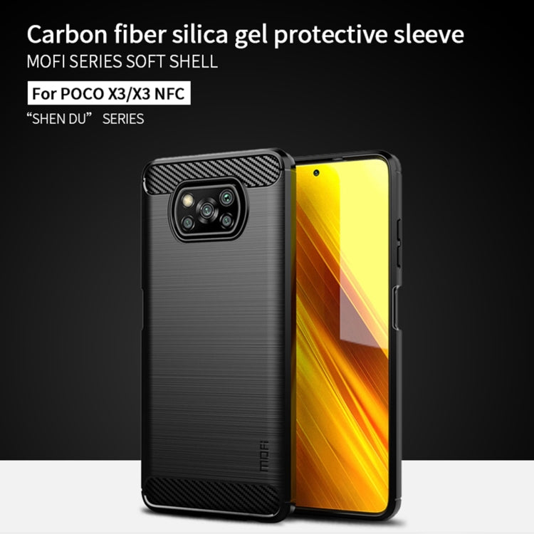 For Xiaomi POCO X3 / X3 NFC MOFI Gentleness Series Brushed Texture Carbon Fiber Soft TPU Case(Grey) - Xiaomi Cases by MOFI | Online Shopping South Africa | PMC TechLife