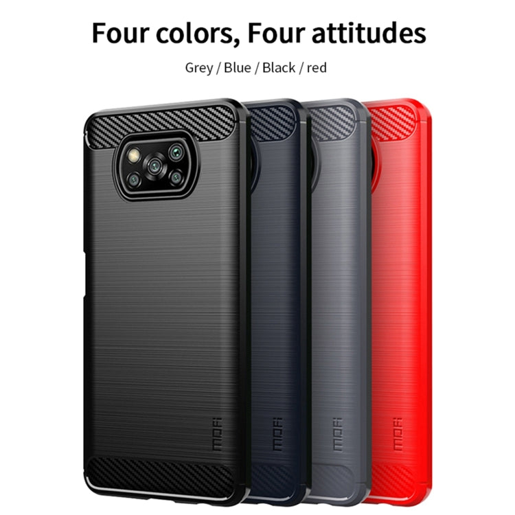 For Xiaomi POCO X3 / X3 NFC MOFI Gentleness Series Brushed Texture Carbon Fiber Soft TPU Case(Red) - Xiaomi Cases by MOFI | Online Shopping South Africa | PMC TechLife | Buy Now Pay Later Mobicred