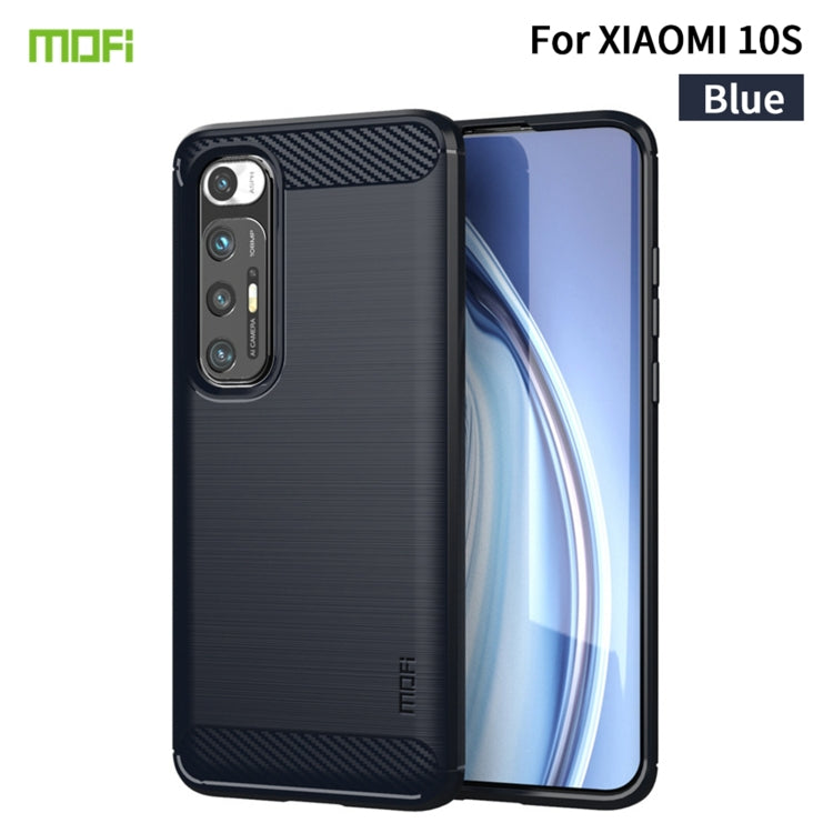 For Xiaomi Mi 10S MOFI Gentleness Series Brushed Texture Carbon Fiber Soft TPU Case(Blue) - Xiaomi Cases by MOFI | Online Shopping South Africa | PMC TechLife | Buy Now Pay Later Mobicred