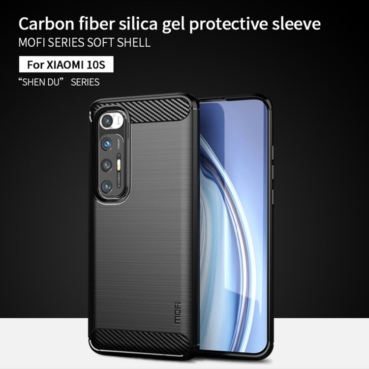 For Xiaomi Mi 10S MOFI Gentleness Series Brushed Texture Carbon Fiber Soft TPU Case(Blue) - Xiaomi Cases by MOFI | Online Shopping South Africa | PMC TechLife | Buy Now Pay Later Mobicred