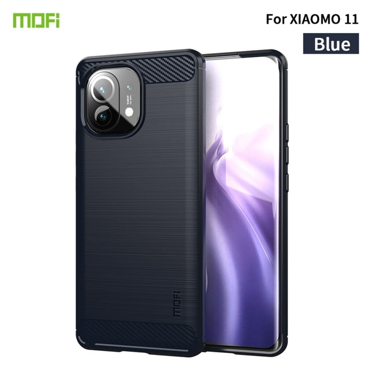 For Xiaomi Mi 11 MOFI Gentleness Series Brushed Texture Carbon Fiber Soft TPU Case(Blue) - Xiaomi Cases by MOFI | Online Shopping South Africa | PMC TechLife