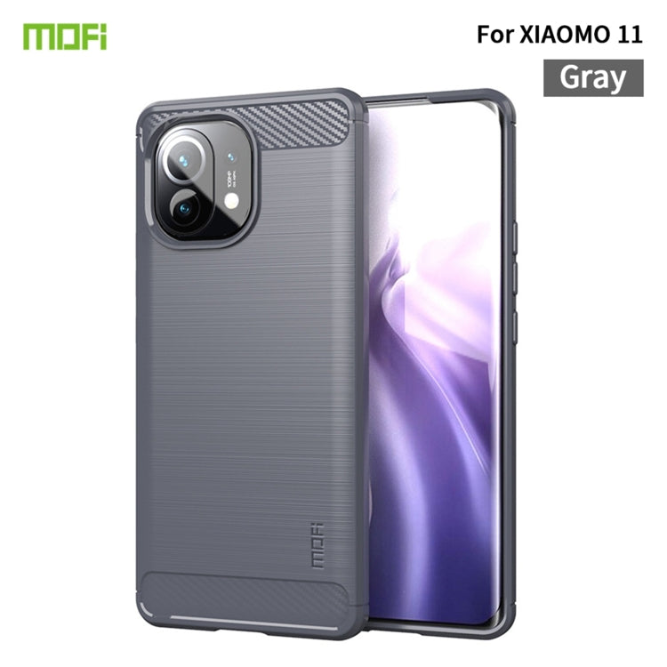 For Xiaomi Mi 11 MOFI Gentleness Series Brushed Texture Carbon Fiber Soft TPU Case(Grey) - Xiaomi Cases by MOFI | Online Shopping South Africa | PMC TechLife