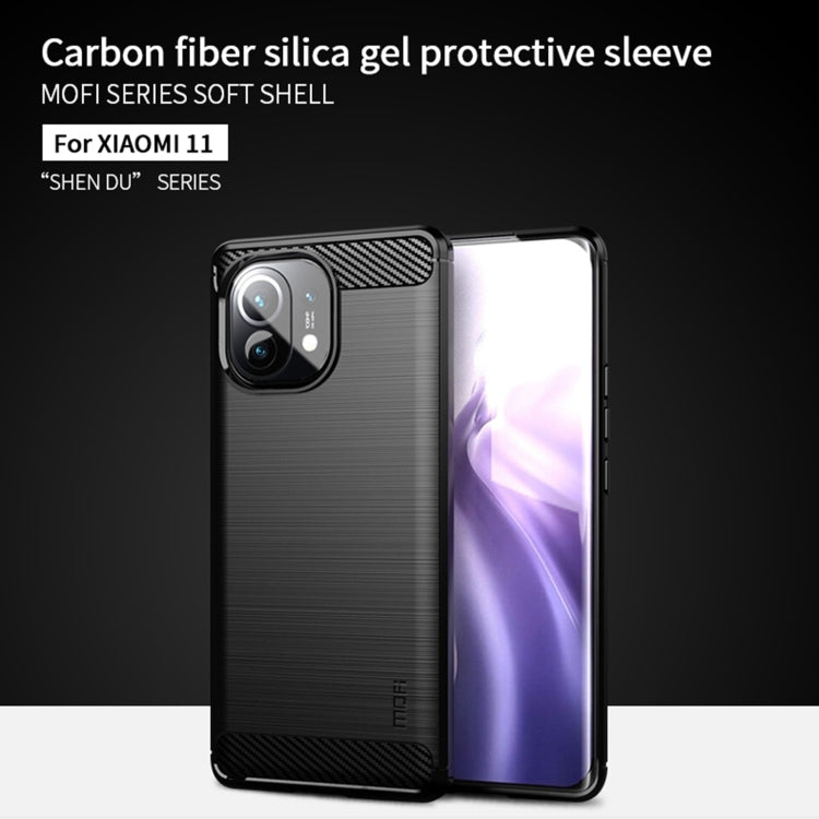 For Xiaomi Mi 11 MOFI Gentleness Series Brushed Texture Carbon Fiber Soft TPU Case(Grey) - Xiaomi Cases by MOFI | Online Shopping South Africa | PMC TechLife