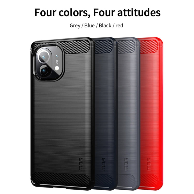 For Xiaomi Mi 11 MOFI Gentleness Series Brushed Texture Carbon Fiber Soft TPU Case(Red) - Xiaomi Cases by MOFI | Online Shopping South Africa | PMC TechLife | Buy Now Pay Later Mobicred