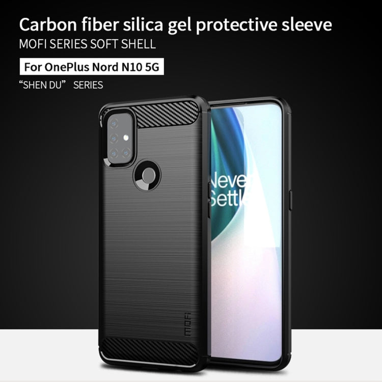 For OnePlus Nord N10 5G MOFI Gentleness Series Brushed Texture Carbon Fiber Soft TPU Case(Red) - OnePlus Cases by MOFI | Online Shopping South Africa | PMC TechLife | Buy Now Pay Later Mobicred