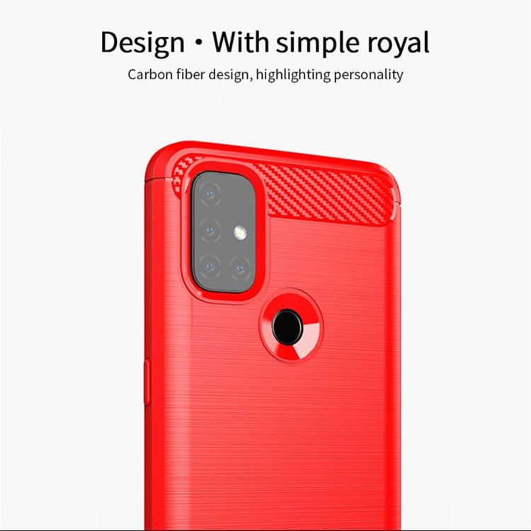 For OnePlus Nord N10 5G MOFI Gentleness Series Brushed Texture Carbon Fiber Soft TPU Case(Red) - OnePlus Cases by MOFI | Online Shopping South Africa | PMC TechLife | Buy Now Pay Later Mobicred