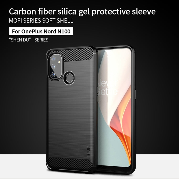For OnePlus Nord N100 MOFI Gentleness Series Brushed Texture Carbon Fiber Soft TPU Case(Grey) - OnePlus Cases by MOFI | Online Shopping South Africa | PMC TechLife | Buy Now Pay Later Mobicred