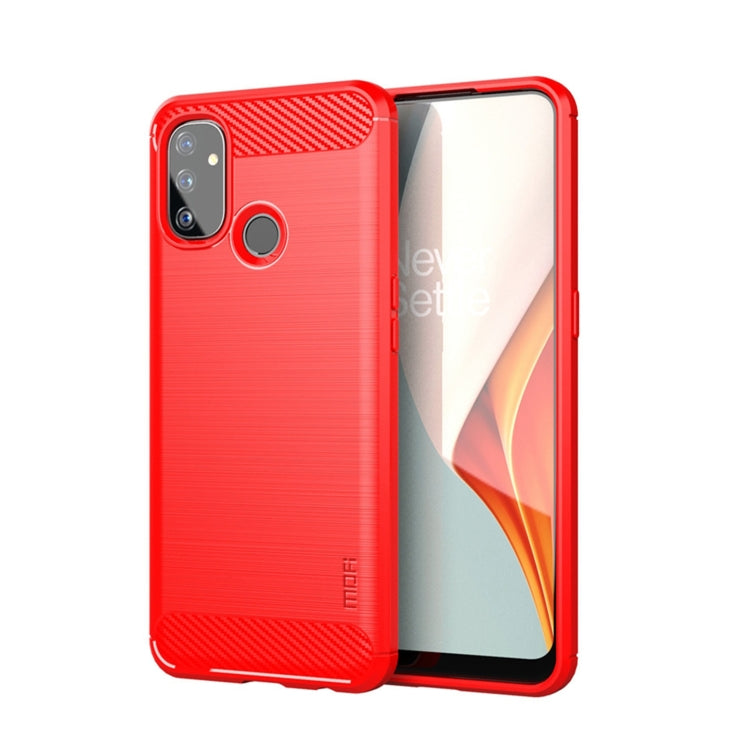 For OnePlus Nord N100 MOFI Gentleness Series Brushed Texture Carbon Fiber Soft TPU Case(Red) - OnePlus Cases by MOFI | Online Shopping South Africa | PMC TechLife | Buy Now Pay Later Mobicred