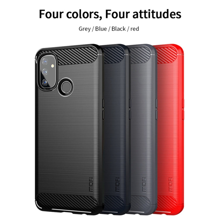 For OnePlus Nord N100 MOFI Gentleness Series Brushed Texture Carbon Fiber Soft TPU Case(Red) - OnePlus Cases by MOFI | Online Shopping South Africa | PMC TechLife | Buy Now Pay Later Mobicred