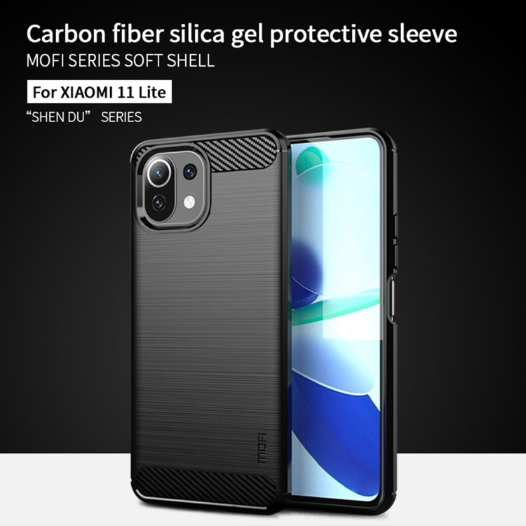 For Xiaomi Mi 11 Lite MOFI Gentleness Series Brushed Texture Carbon Fiber Soft TPU Case(Black) - Xiaomi Cases by MOFI | Online Shopping South Africa | PMC TechLife