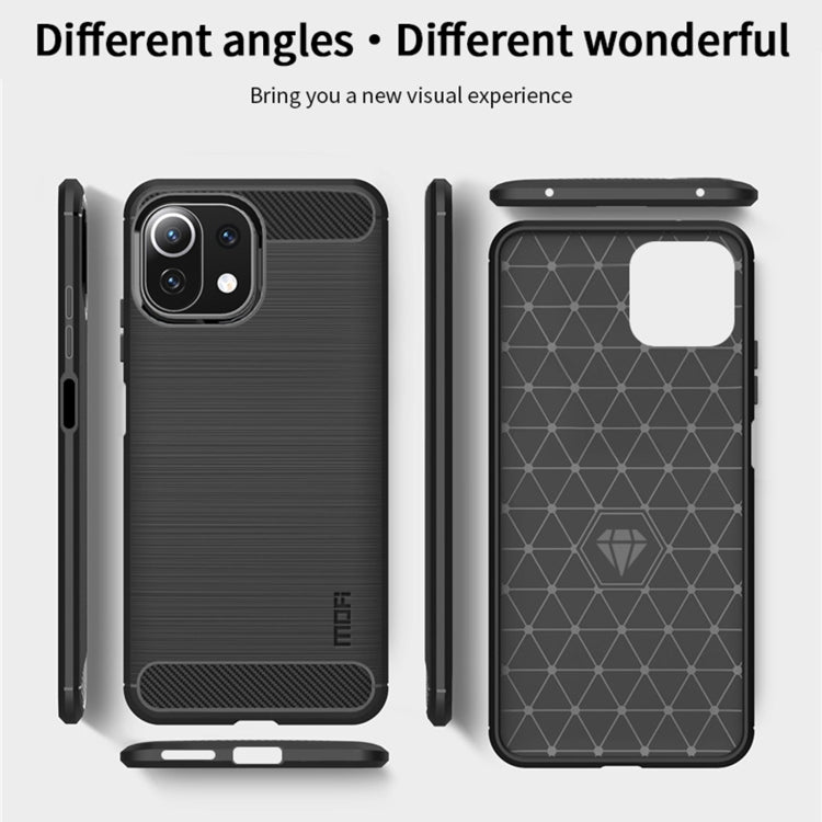For Xiaomi Mi 11 Lite MOFI Gentleness Series Brushed Texture Carbon Fiber Soft TPU Case(Black) - Xiaomi Cases by MOFI | Online Shopping South Africa | PMC TechLife