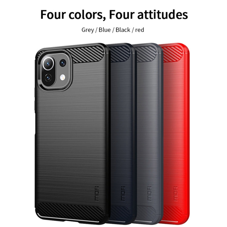 For Xiaomi Mi 11 Lite MOFI Gentleness Series Brushed Texture Carbon Fiber Soft TPU Case(Black) - Xiaomi Cases by MOFI | Online Shopping South Africa | PMC TechLife