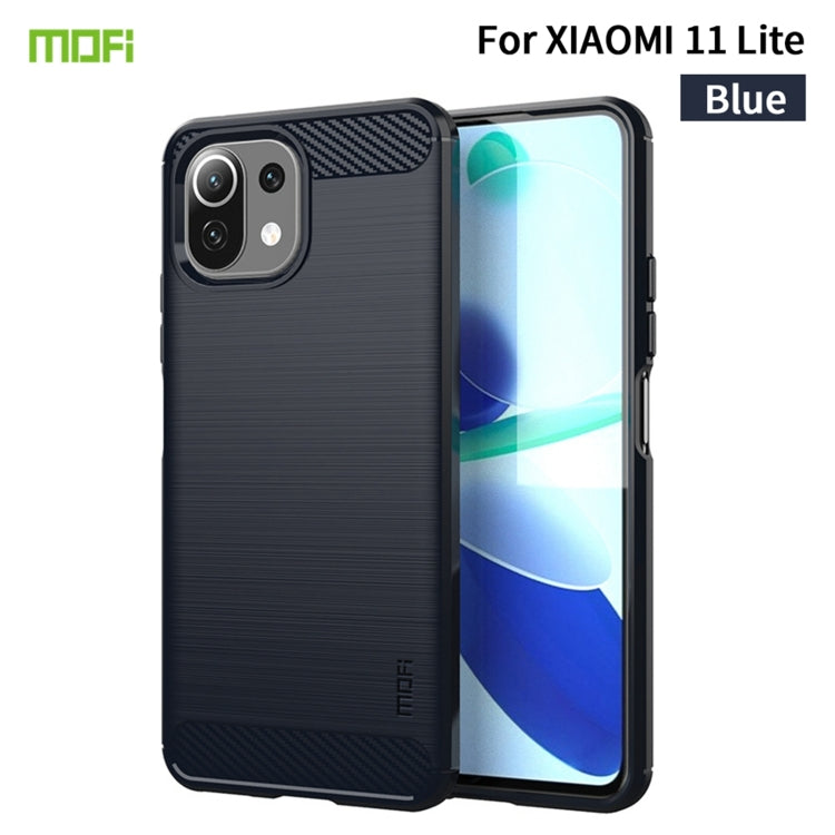 For Xiaomi Mi 11 Lite MOFI Gentleness Series Brushed Texture Carbon Fiber Soft TPU Case(Blue) - Xiaomi Cases by MOFI | Online Shopping South Africa | PMC TechLife | Buy Now Pay Later Mobicred