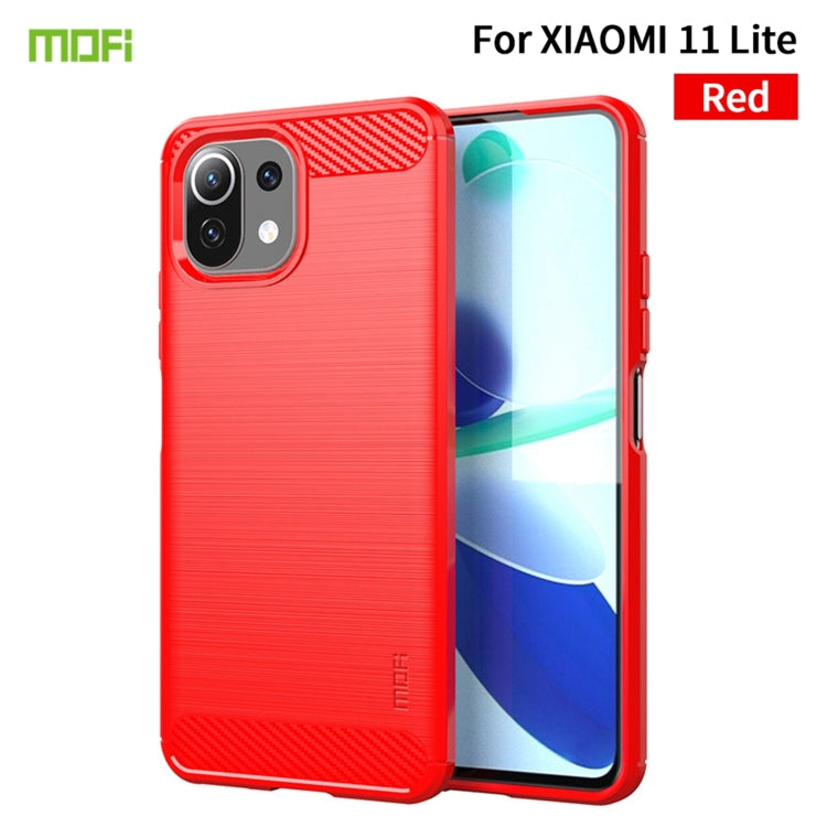 For Xiaomi Mi 11 Lite MOFI Gentleness Series Brushed Texture Carbon Fiber Soft TPU Case(Red) - Xiaomi Cases by MOFI | Online Shopping South Africa | PMC TechLife | Buy Now Pay Later Mobicred