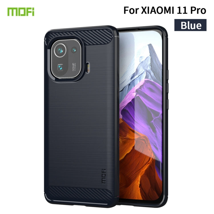 For Xiaomi Mi 11 Pro MOFI Gentleness Series Brushed Texture Carbon Fiber Soft TPU Case(Blue) - Xiaomi Cases by MOFI | Online Shopping South Africa | PMC TechLife | Buy Now Pay Later Mobicred