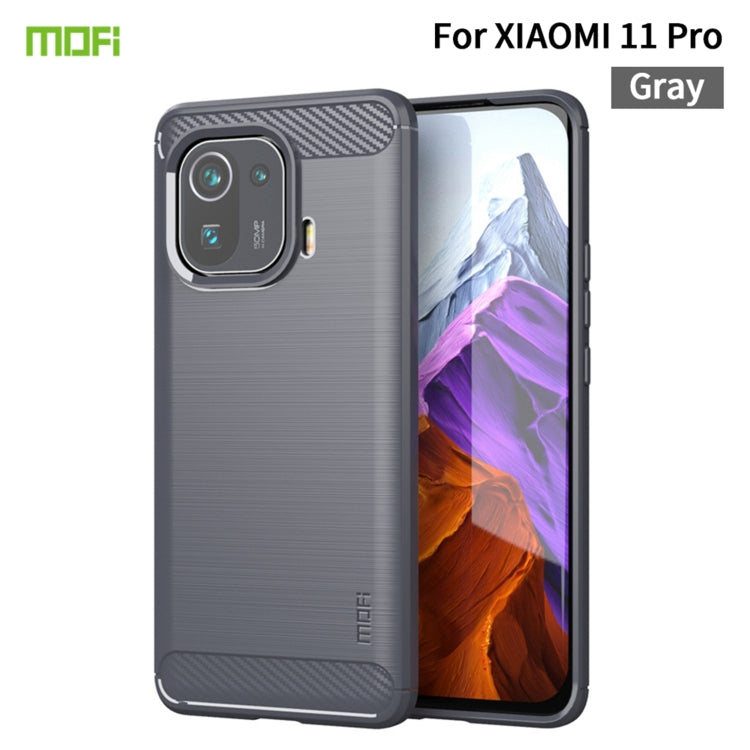 For Xiaomi Mi 11 Pro MOFI Gentleness Series Brushed Texture Carbon Fiber Soft TPU Case(Gray) - Xiaomi Cases by MOFI | Online Shopping South Africa | PMC TechLife | Buy Now Pay Later Mobicred