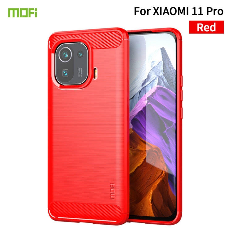 For Xiaomi Mi 11 Pro MOFI Gentleness Series Brushed Texture Carbon Fiber Soft TPU Case(Red) - Xiaomi Cases by MOFI | Online Shopping South Africa | PMC TechLife | Buy Now Pay Later Mobicred
