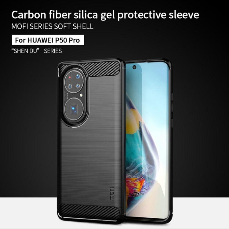 For Huawei P50 Pro MOFI Gentleness Series Brushed Texture Carbon Fiber Soft TPU Case(Black) - Huawei Cases by MOFI | Online Shopping South Africa | PMC TechLife | Buy Now Pay Later Mobicred