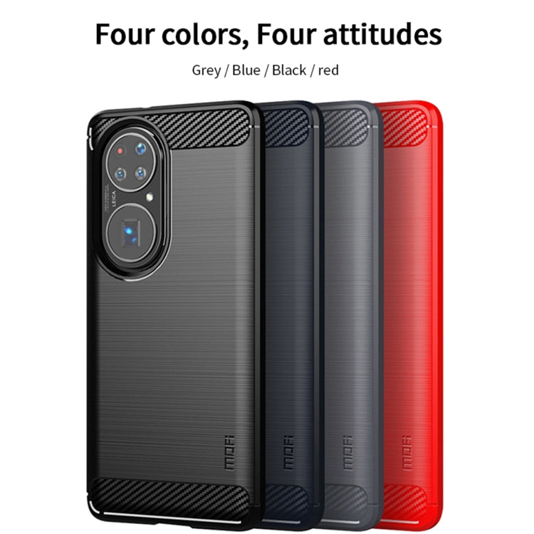 For Huawei P50 Pro MOFI Gentleness Series Brushed Texture Carbon Fiber Soft TPU Case(Red) - free shipping - PMC TechLife - Order now!
