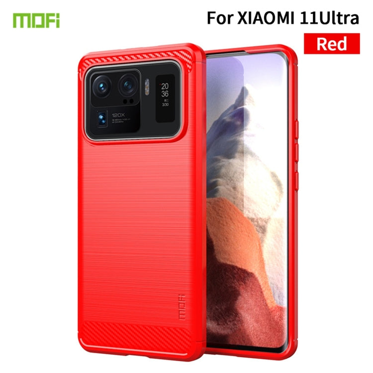 For Xiaomi Mi 11 Ultra MOFI Gentleness Series Brushed Texture Carbon Fiber Soft TPU Case(Red) - free shipping - PMC TechLife - Order now!