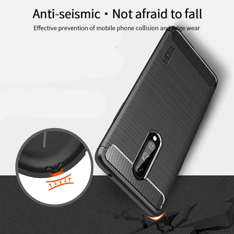 For OnePlus 8 MOFI Gentleness Series Brushed Texture Carbon Fiber Soft TPU Case(Blue) - OnePlus Cases by MOFI | Online Shopping South Africa | PMC TechLife