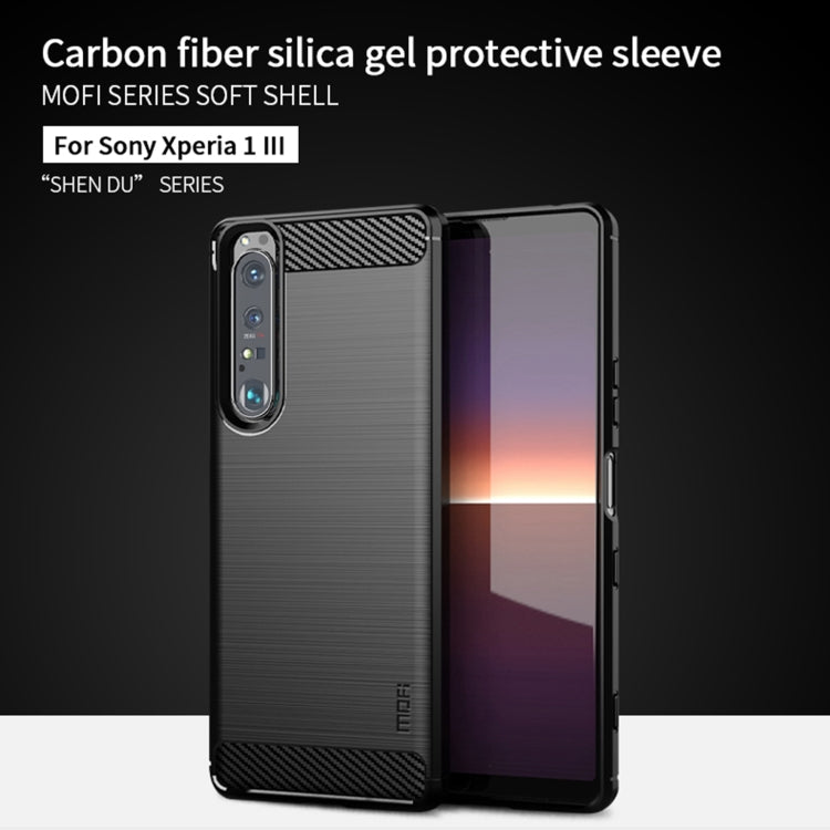 For Sony Xperia 1 lll MOFI Gentleness Series Brushed Texture Carbon Fiber Soft TPU Case(Red) - Sony Cases by MOFI | Online Shopping South Africa | PMC TechLife | Buy Now Pay Later Mobicred
