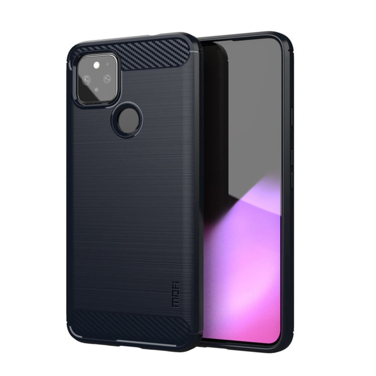For Google Pixel 5a 5G MOFI Gentleness Series Brushed Texture Carbon Fiber Soft TPU Case(Blue) - Google Cases by MOFI | Online Shopping South Africa | PMC TechLife | Buy Now Pay Later Mobicred