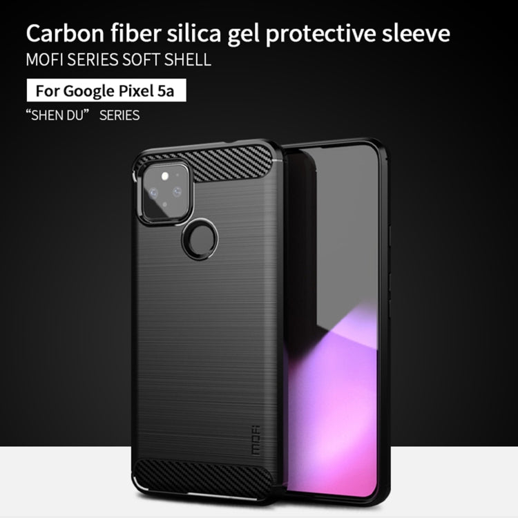 For Google Pixel 5a 5G MOFI Gentleness Series Brushed Texture Carbon Fiber Soft TPU Case(Blue) - Google Cases by MOFI | Online Shopping South Africa | PMC TechLife | Buy Now Pay Later Mobicred