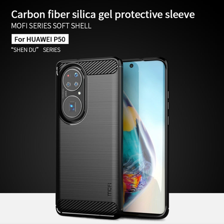 For Huawei P50 MOFI Gentleness Series Brushed Texture Carbon Fiber Soft TPU Case(Blue) - Huawei Cases by MOFI | Online Shopping South Africa | PMC TechLife | Buy Now Pay Later Mobicred