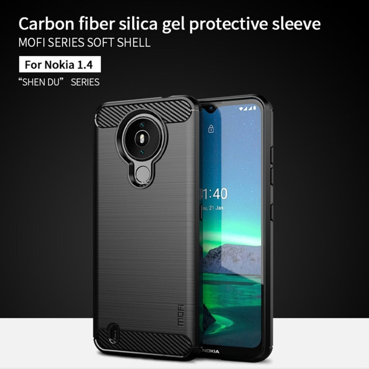 For Nokia 1.4 MOFI Gentleness Series Brushed Texture Carbon Fiber Soft TPU Case(Red) - Nokia Cases by MOFI | Online Shopping South Africa | PMC TechLife
