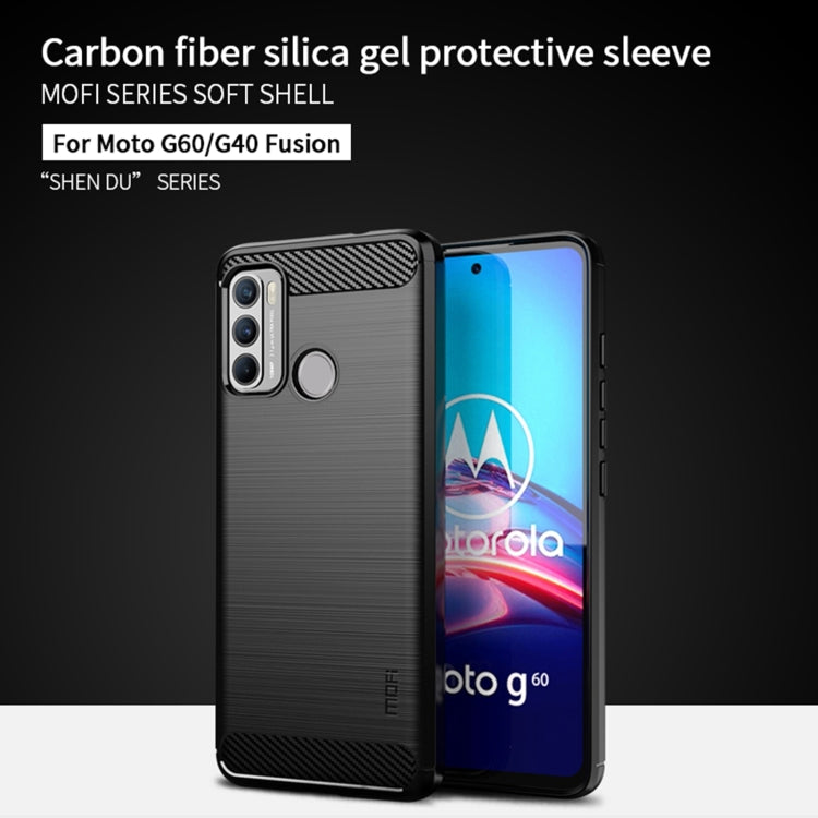 For Motorola G60 / G40 Fusion MOFI Gentleness Series Brushed Texture Carbon Fiber Soft TPU Case(Blue) - Motorola Cases by MOFI | Online Shopping South Africa | PMC TechLife