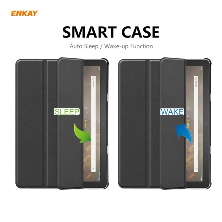 ENKAY PU Leather + Plastic Smart Case with Three-folding Holder for Amazon Fire HD 10 / 10 Plus (2021)(Black) - free shipping - PMC TechLife - Order now!