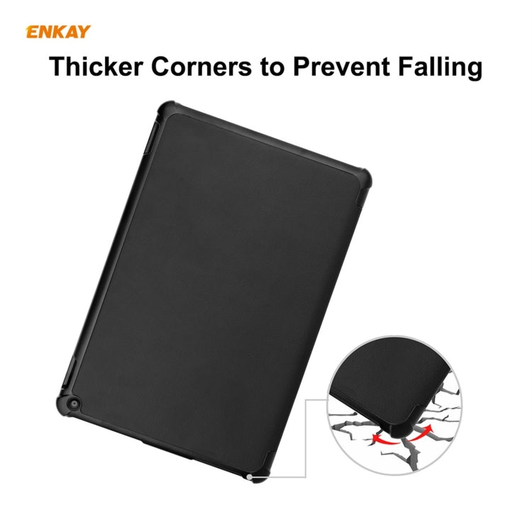 ENKAY PU Leather + Plastic Smart Case with Three-folding Holder for Amazon Fire HD 10 / 10 Plus (2021)(Black) - free shipping - PMC TechLife - Order now!