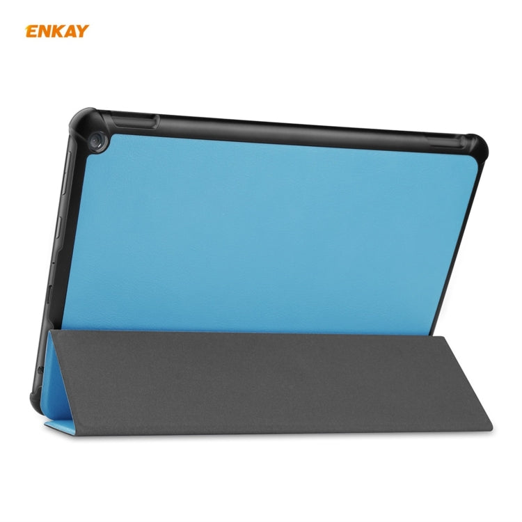 ENKAY PU Leather + Plastic Smart Case with Three-folding Holder for Amazon Fire HD 10 / 10 Plus (2021)(Light Blue) - free shipping - PMC TechLife - Order now!