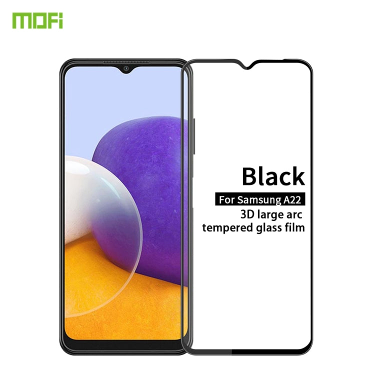 For Samsung Galaxy A22 5G MOFI 9H 3D Explosion-proof Curved Screen Tempered Glass Film(Black) - Galaxy Tempered Glass by MOFI | Online Shopping South Africa | PMC TechLife