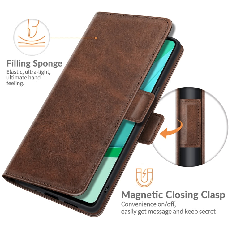 For OnePlus 9 Pro Dual-side Magnetic Buckle Horizontal Flip Leather Case with Holder & Card Slots & Wallet(Brown) - OnePlus Cases by PMC TechLife | Online Shopping South Africa | PMC TechLife