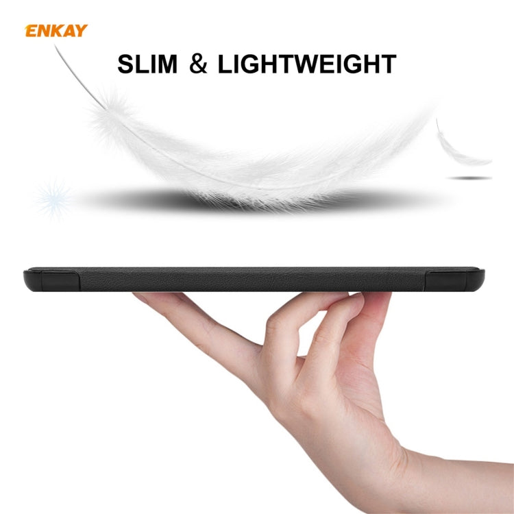ENKAY PU Leather + Plastic Case with Three-folding Holder for Huawei MatePad T8 / Honor Tablet X7(Black) - free shipping - PMc TechLife - Order now!