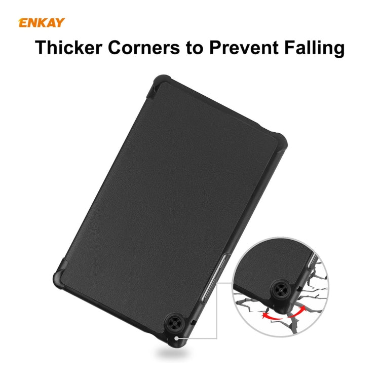 ENKAY PU Leather + Plastic Case with Three-folding Holder for Huawei MatePad T8 / Honor Tablet X7(Black) - free shipping - PMc TechLife - Order now!