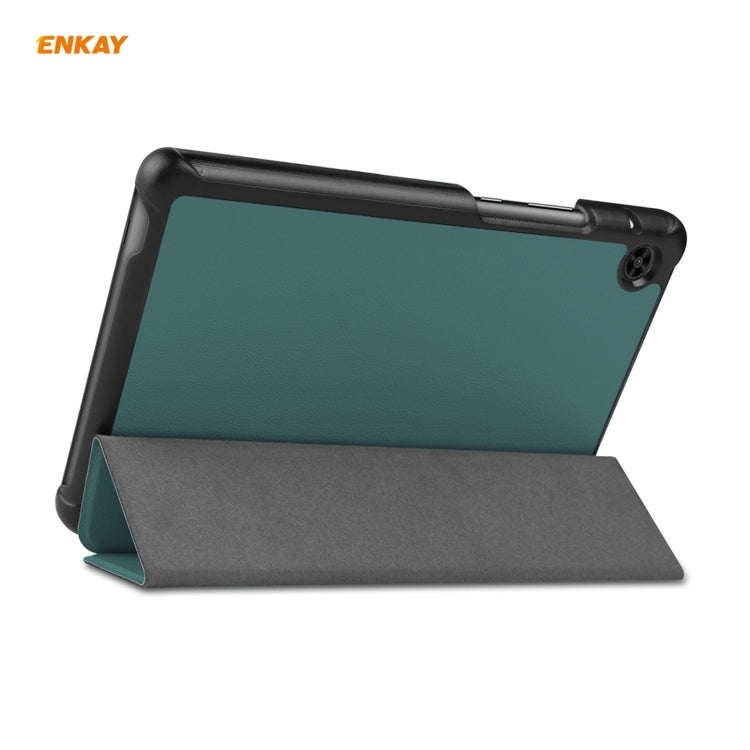 ENKAY PU Leather + Plastic Case with Three-folding Holder for Huawei MatePad T8 / Honor Tablet X7(Green) - free shipping - PMc TechLife - Order now!