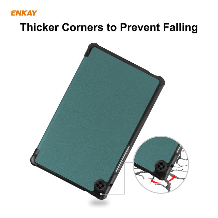 ENKAY PU Leather + Plastic Case with Three-folding Holder for Huawei MatePad T8 / Honor Tablet X7(Green) - free shipping - PMc TechLife - Order now!