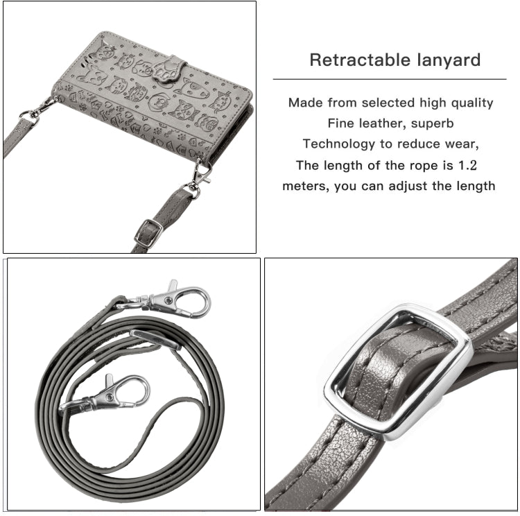 For Samsung Galaxy A32 5G Cute Cat and Dog Embossed Horizontal Flip Leather Case with Holder & Card Slots & Wallet & Crossbody Lanyard & Card Cover(Gray) - Galaxy Phone Cases by PMC TechLife | Online Shopping South Africa | PMC TechLife